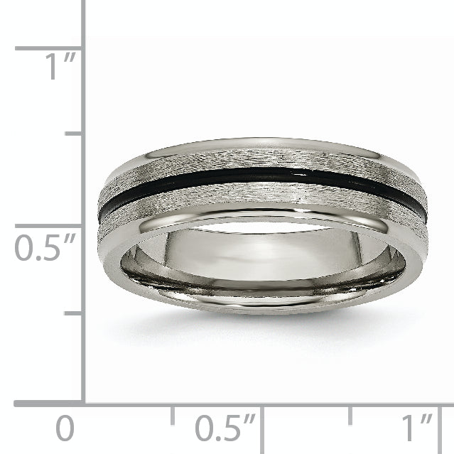Titanium Black Enamel 6mm Satin and Polished Band