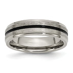 Titanium Black Enamel 6mm Satin and Polished Band