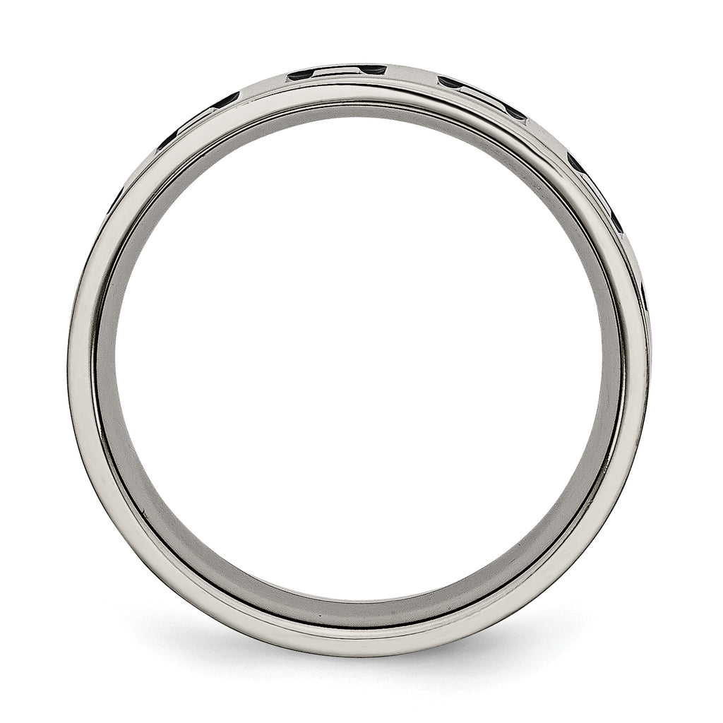 Titanium Polished Black Enamel Squares 6mm Flat Band