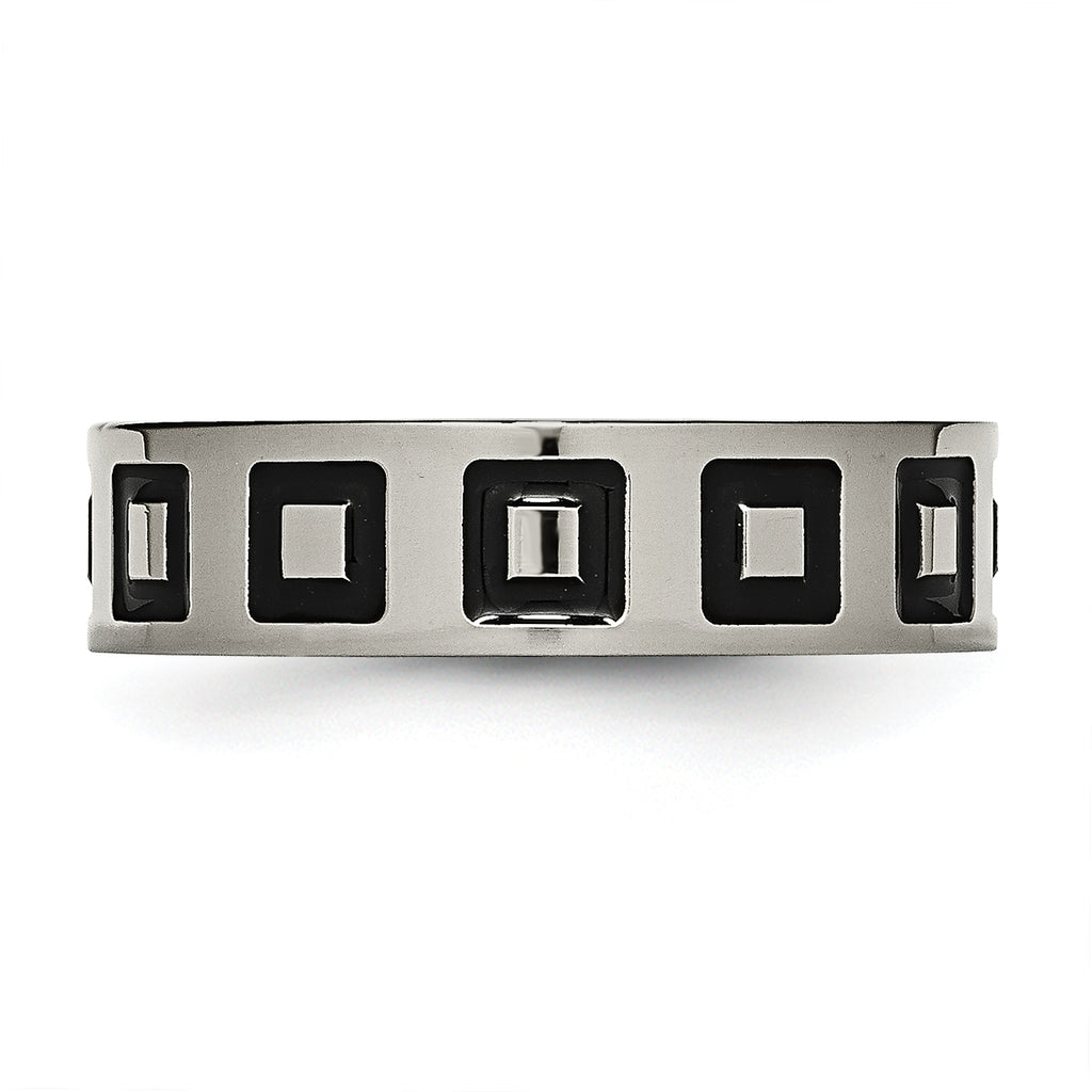 Titanium Polished Black Enamel Squares 6mm Flat Band