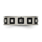 Titanium Polished Black Enamel Squares 6mm Flat Band