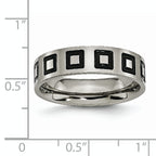 Titanium Polished Black Enamel Squares 6mm Flat Band