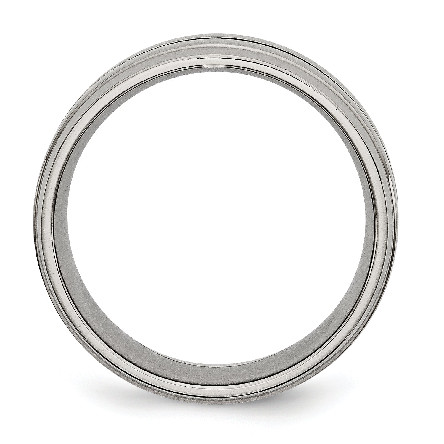 Grooved Ridged-Edge Wedding Band in Titanium, 8mm Secondary image