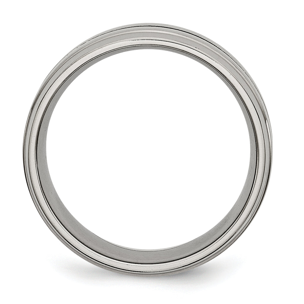 Chisel Titanium Brushed and Polished 8mm Grooved Ridged Edge Band