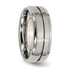 Chisel Titanium Brushed and Polished 8mm Grooved Ridged Edge Band