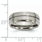 Chisel Titanium Brushed and Polished 8mm Grooved Ridged Edge Band