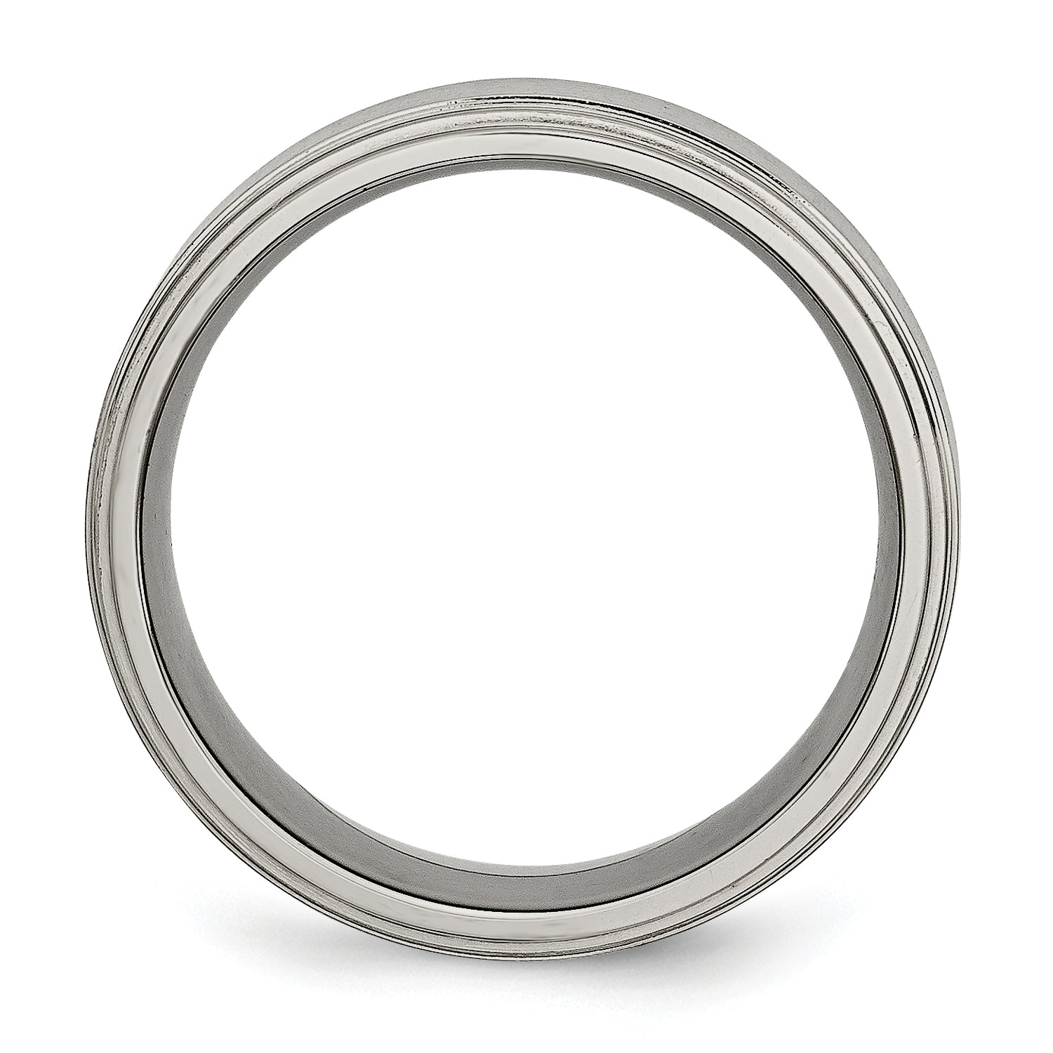 Ridged Edge Wedding Band in Titanium, 8mm Secondary image