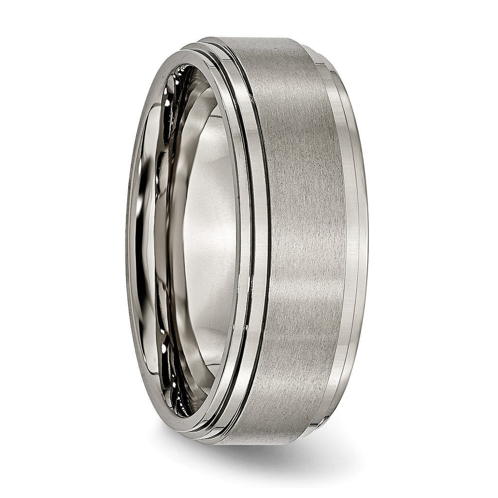 Chisel Titanium Brushed Center 8mm Double Step Ridged Edge Band