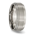 Chisel Titanium Brushed Center 8mm Double Step Ridged Edge Band