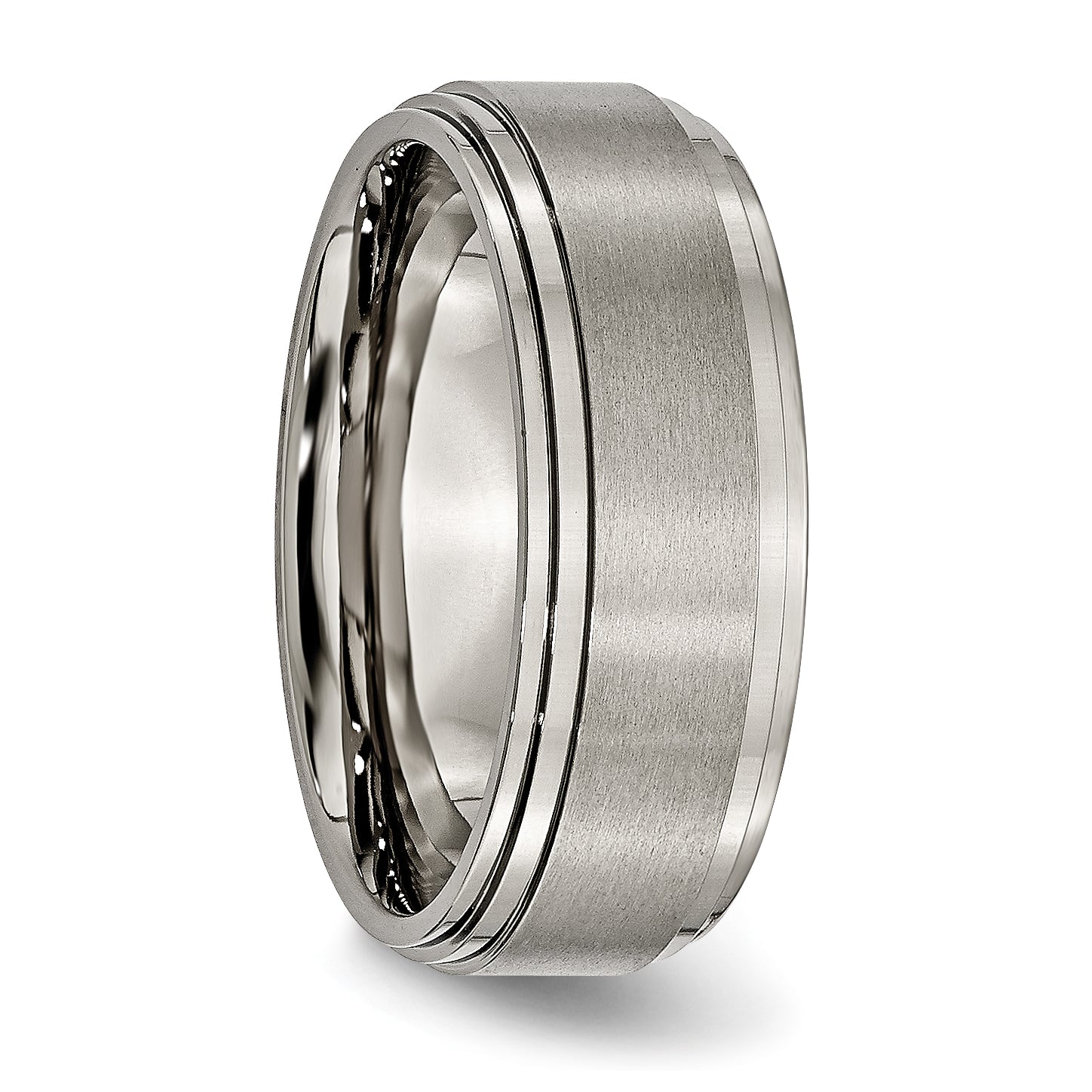 Chisel Titanium Brushed Center 8mm Double Step Ridged Edge Band