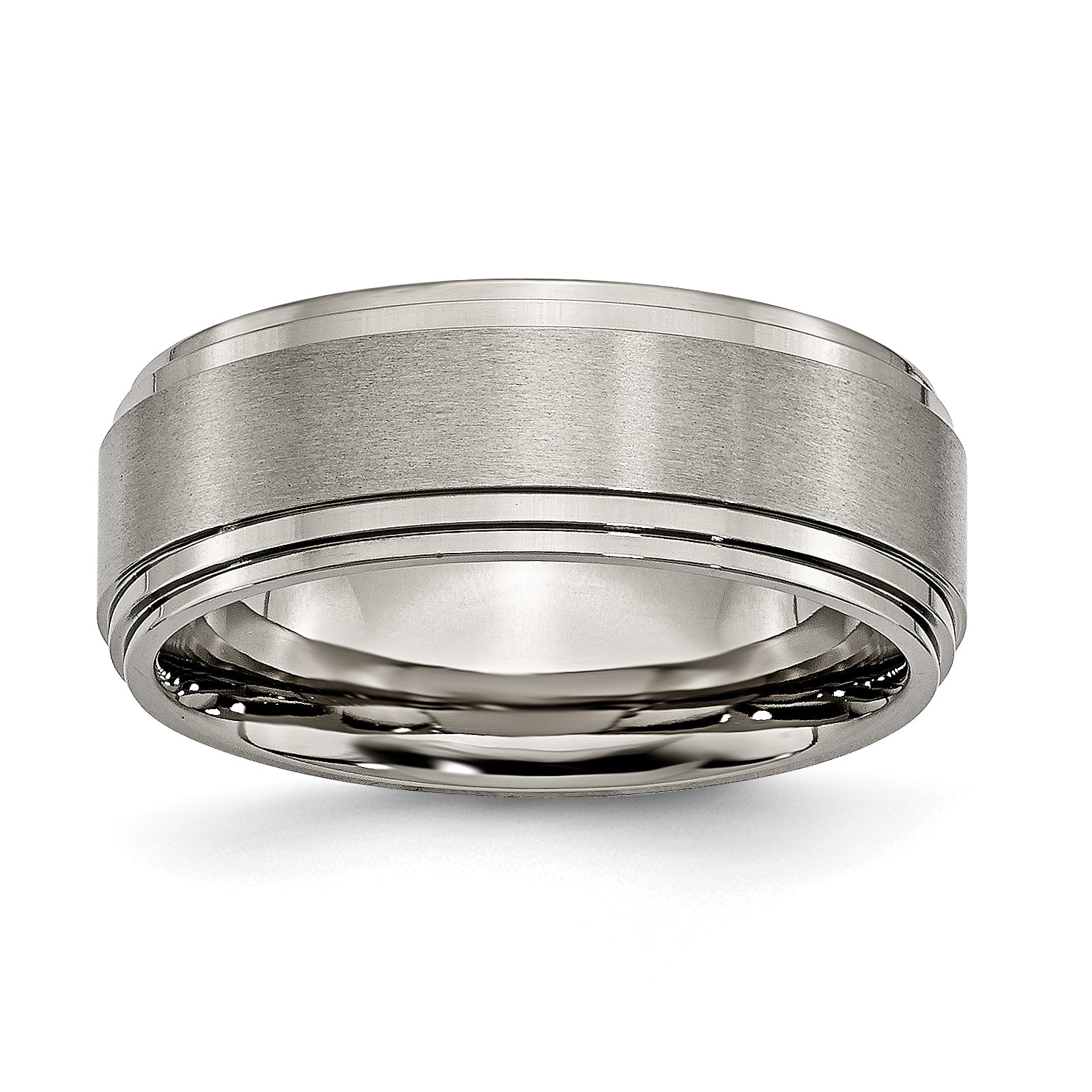 Chisel Titanium Brushed Center 8mm Double Step Ridged Edge Band