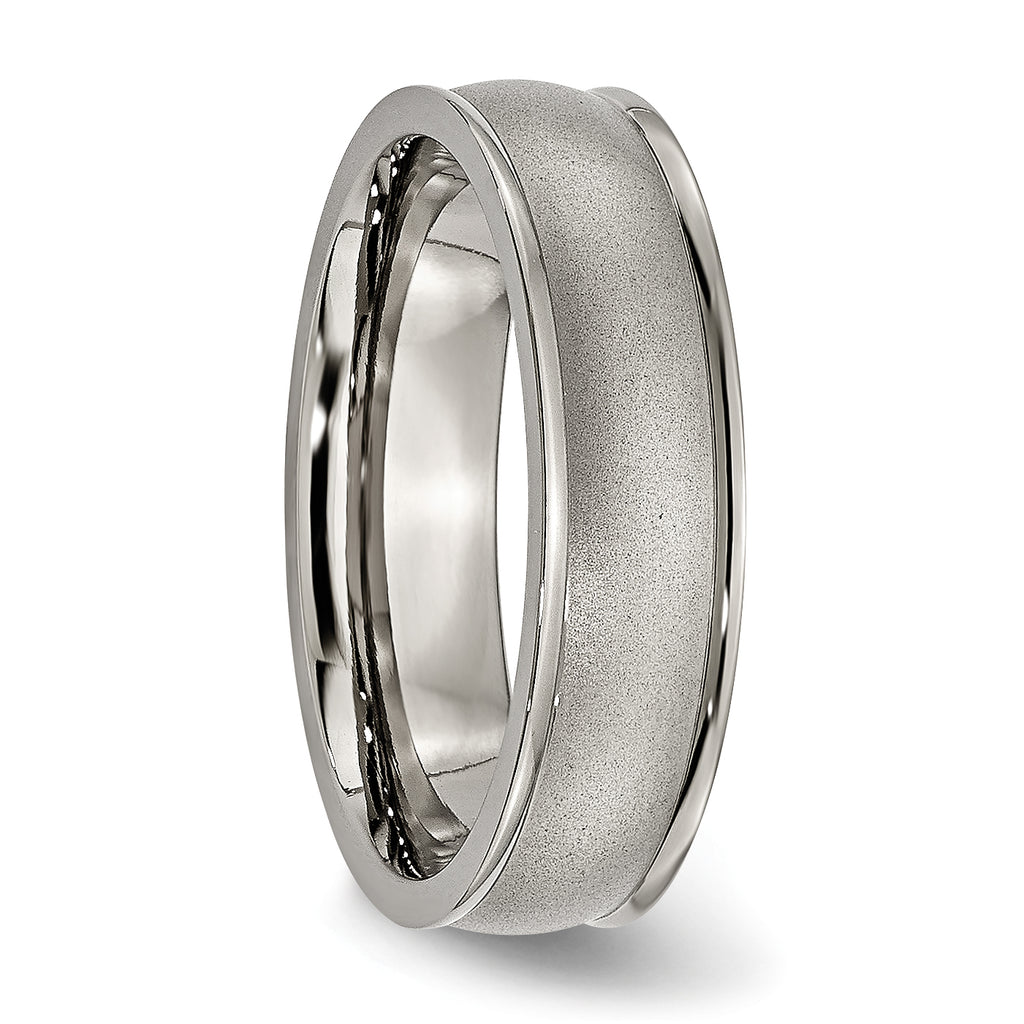 Chisel Titanium Brushed Center 6mm Ridged Edge Band