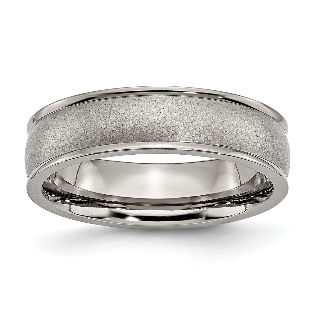 Chisel Titanium Brushed Center 6mm Ridged Edge Band