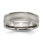 Chisel Titanium Brushed Center 6mm Ridged Edge Band