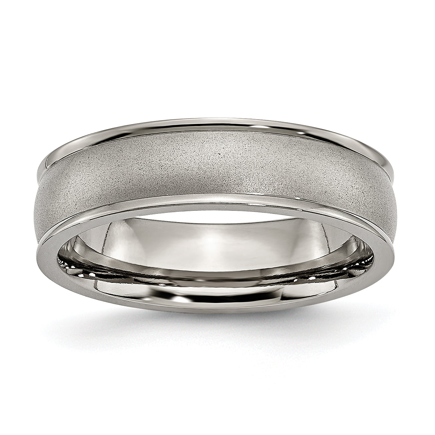 Chisel Titanium Brushed Center 6mm Ridged Edge Band
