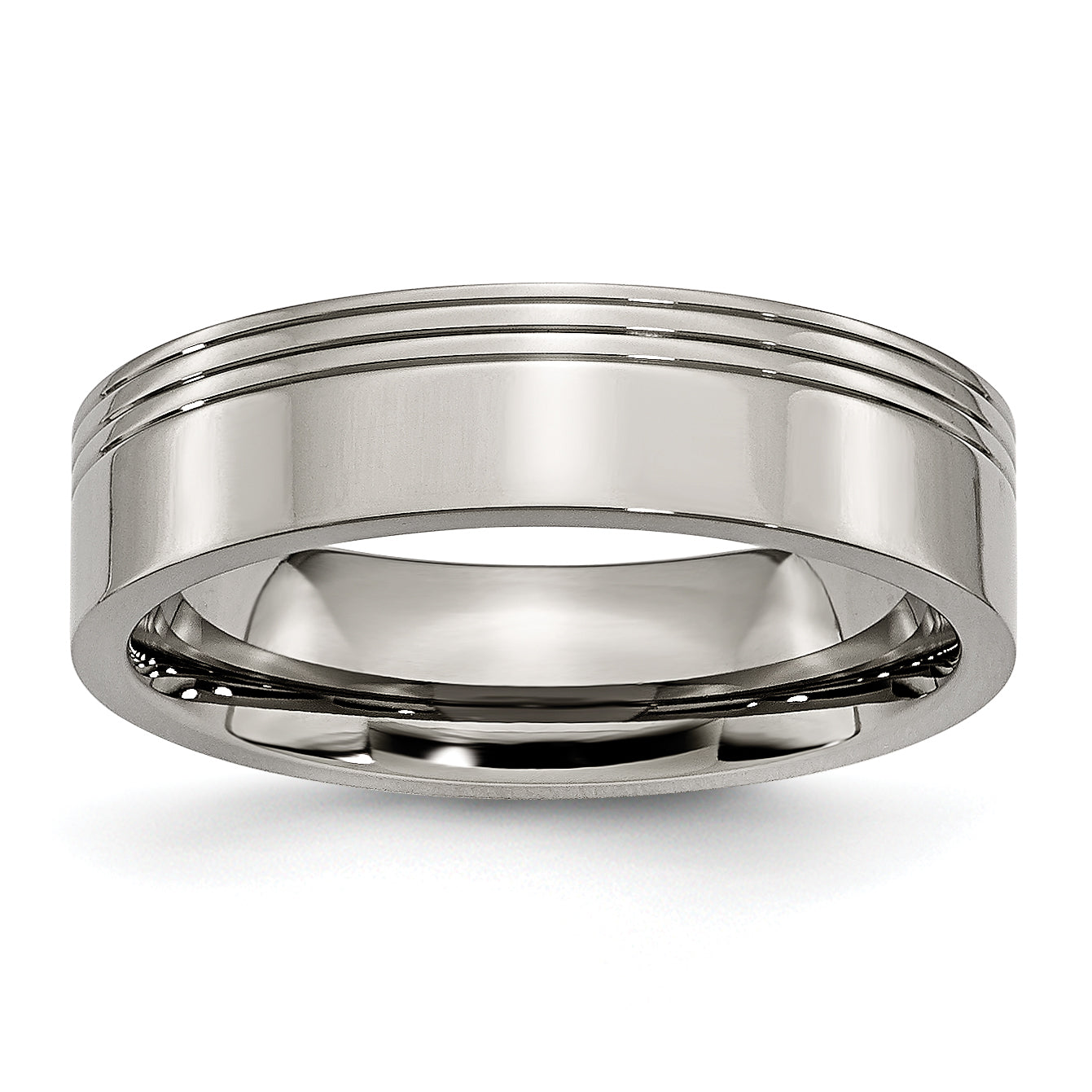 Titanium Grooved 6mm Polished Band Main image