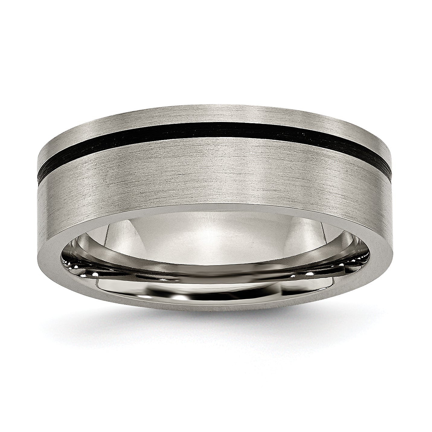 Titanium Brushed with Black Rubber 7mm Flat Band Main image