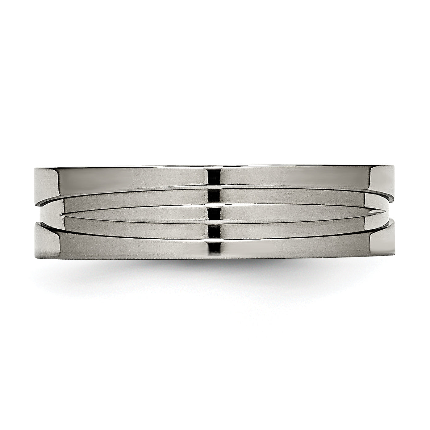 Chisel Titanium Polished X-Design 6mm Grooved Flat Band Secondary image