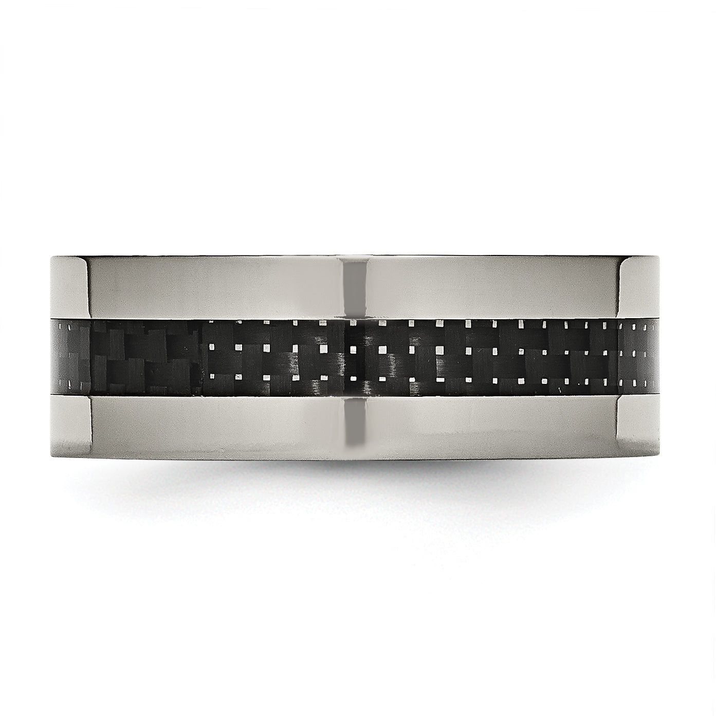 Chisel Titanium Polished with Black Carbon Fiber Inlay Flat 8mm Band