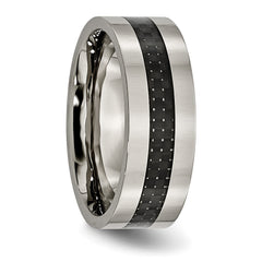 Chisel Titanium Polished with Black Carbon Fiber Inlay Flat 8mm Band