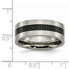 Chisel Titanium Polished with Black Carbon Fiber Inlay Flat 8mm Band