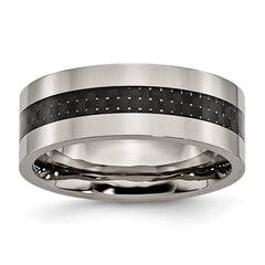 Chisel Titanium Polished with Black Carbon Fiber Inlay Flat 8mm Band