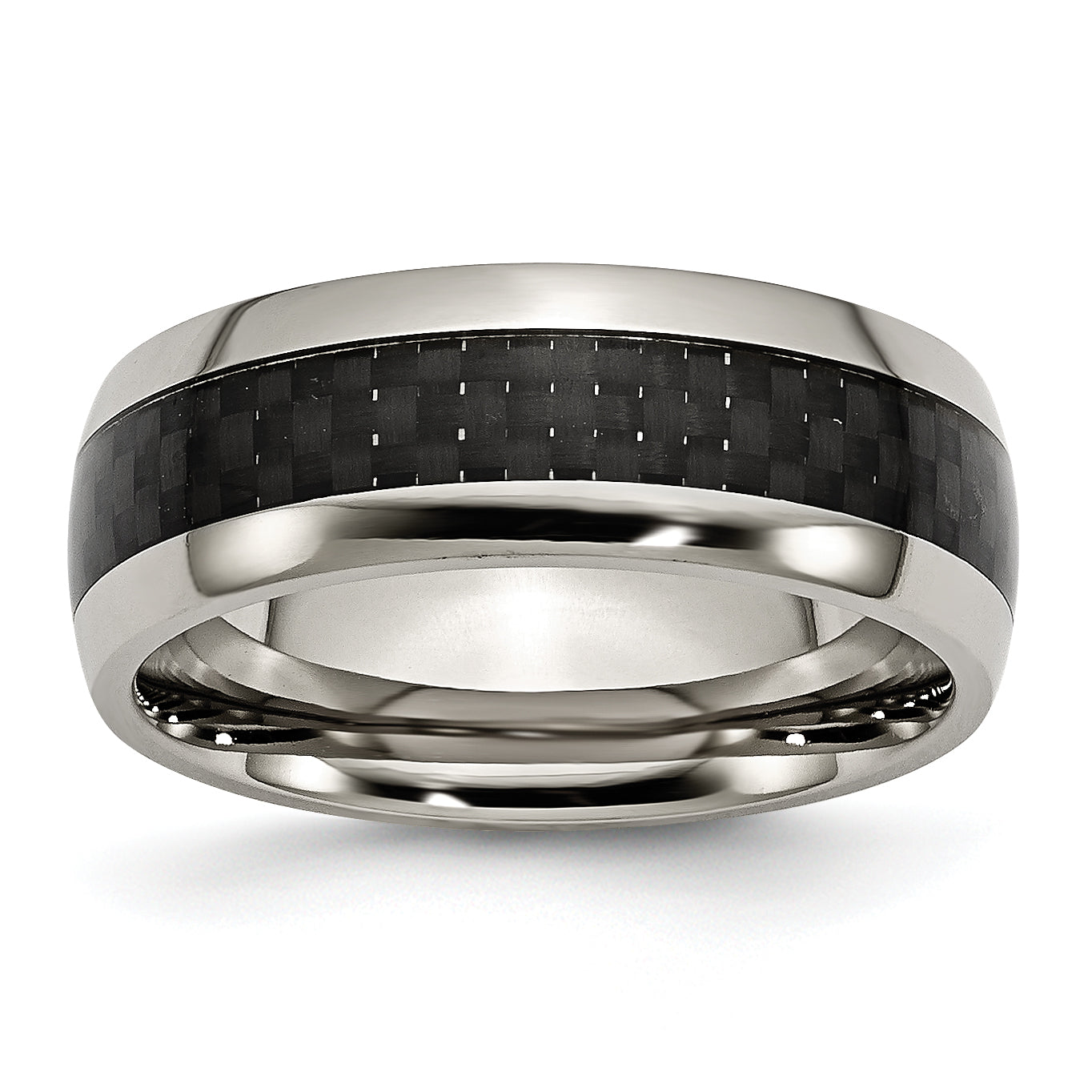 Chisel Titanium Polished with Black Carbon Fiber Inlay 8mm Band Main image