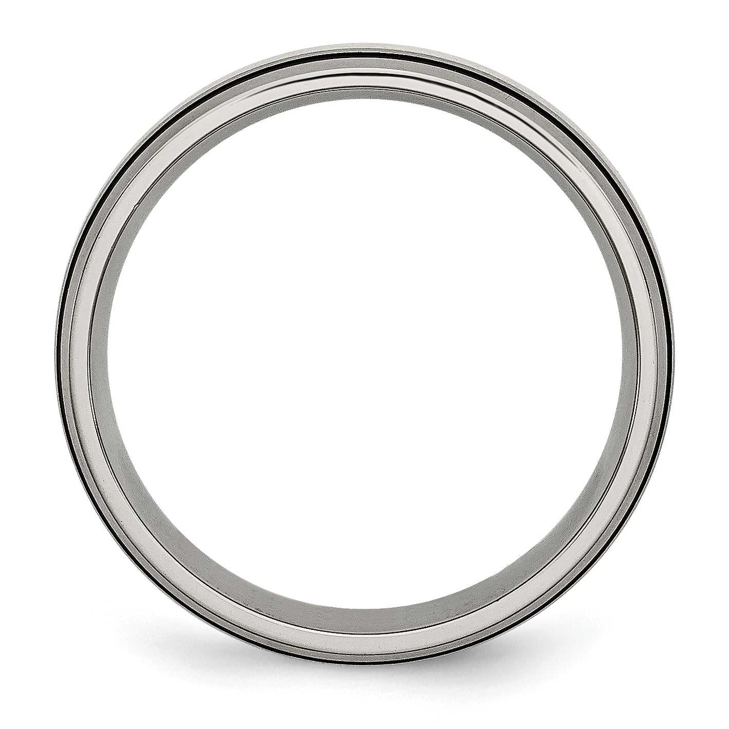 Chisel Titanium Antiqued with Brushed Center Sterling Silver Inlay 6mm Grooved Band Secondary image