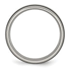 Chisel Titanium Antiqued with Brushed Center Sterling Silver Inlay 6mm Grooved Band