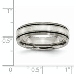 Chisel Titanium Antiqued with Brushed Center Sterling Silver Inlay 6mm Grooved Band
