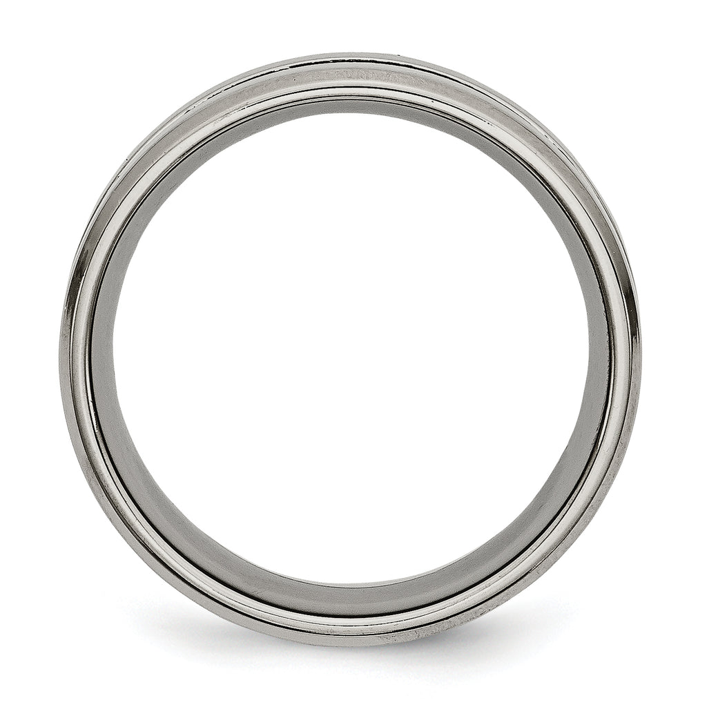 Chisel Titanium Brushed and Polished 8mm Grooved Flat Band