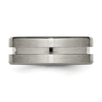 Chisel Titanium Brushed and Polished 8mm Grooved Flat Band