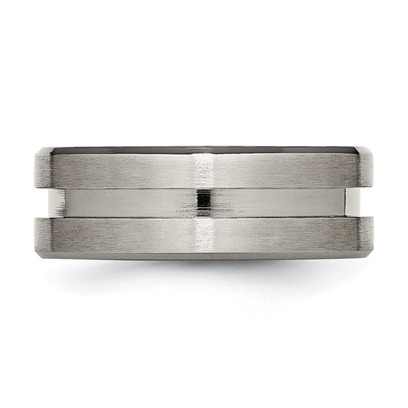 Chisel Titanium Brushed and Polished 8mm Grooved Flat Band