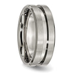 Chisel Titanium Brushed and Polished 8mm Grooved Flat Band