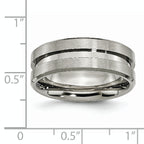 Chisel Titanium Brushed and Polished 8mm Grooved Flat Band