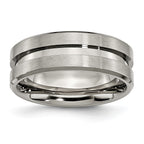 Chisel Titanium Brushed and Polished 8mm Grooved Flat Band