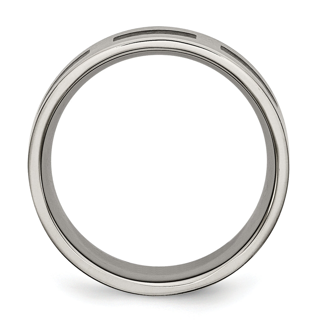Chisel Titanium Brushed with Black Rubber 8mm Flat Band