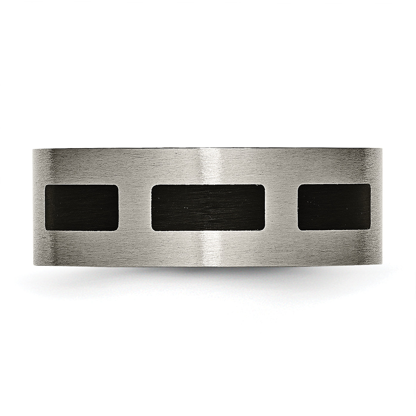 Chisel Titanium Brushed with Black Rubber 8mm Flat Band