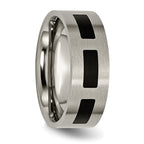 Chisel Titanium Brushed with Black Rubber 8mm Flat Band