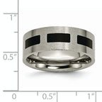 Chisel Titanium Brushed with Black Rubber 8mm Flat Band