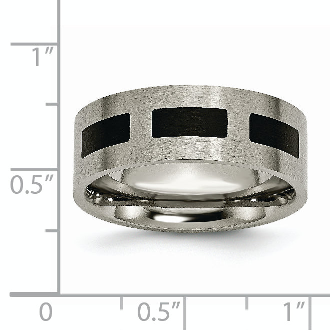 Chisel Titanium Brushed with Black Rubber 8mm Flat Band