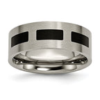 Chisel Titanium Brushed with Black Rubber 8mm Flat Band