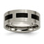 Chisel Titanium Brushed with Black Rubber 8mm Flat Band