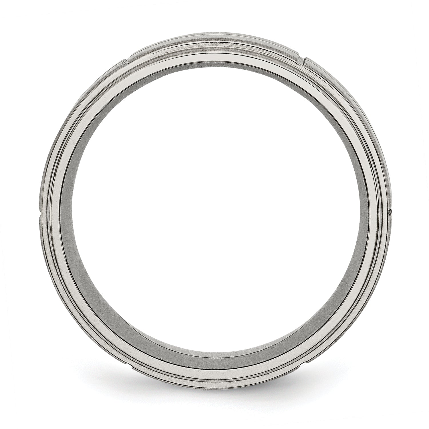 Ridged-Edge Comfort-Fit Wedding Band in Titanium, 8mm Secondary image
