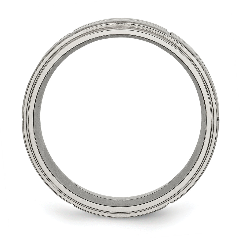Chisel Titanium Brushed Center Block Design 8mm Ridged Edge Band