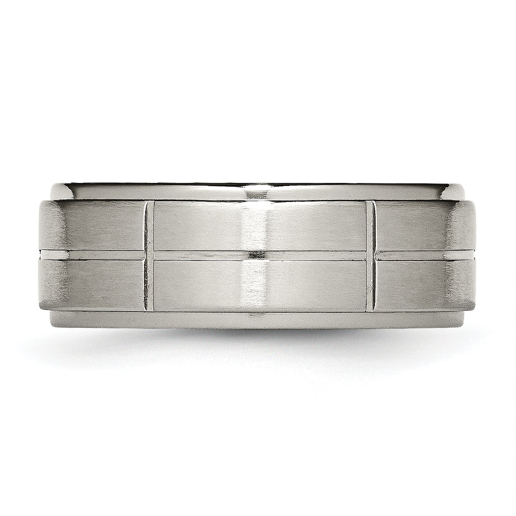 Chisel Titanium Brushed Center Block Design 8mm Ridged Edge Band