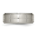 Chisel Titanium Brushed Center Block Design 8mm Ridged Edge Band