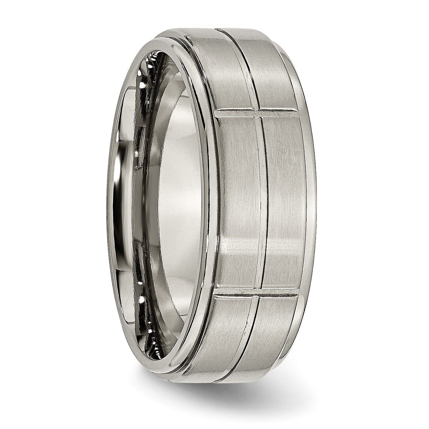 Chisel Titanium Brushed Center Block Design 8mm Ridged Edge Band