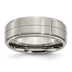 Chisel Titanium Brushed Center Block Design 8mm Ridged Edge Band