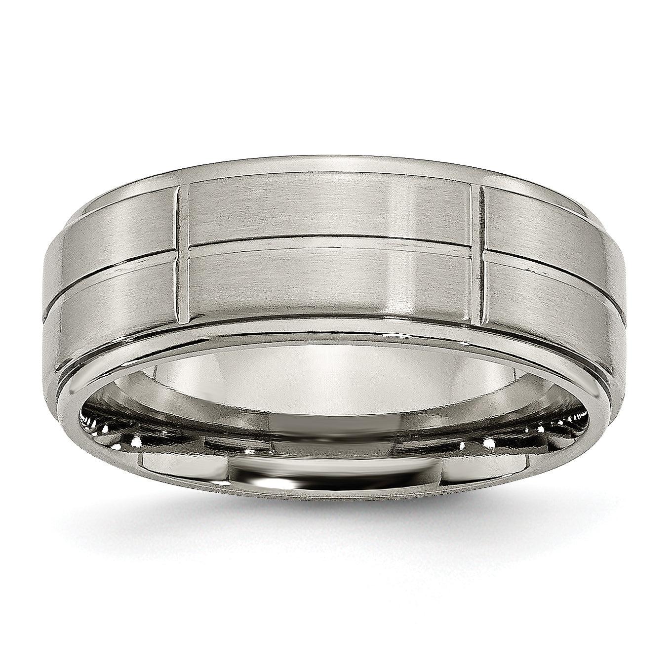 Chisel Titanium Brushed Center Block Design 8mm Ridged Edge Band